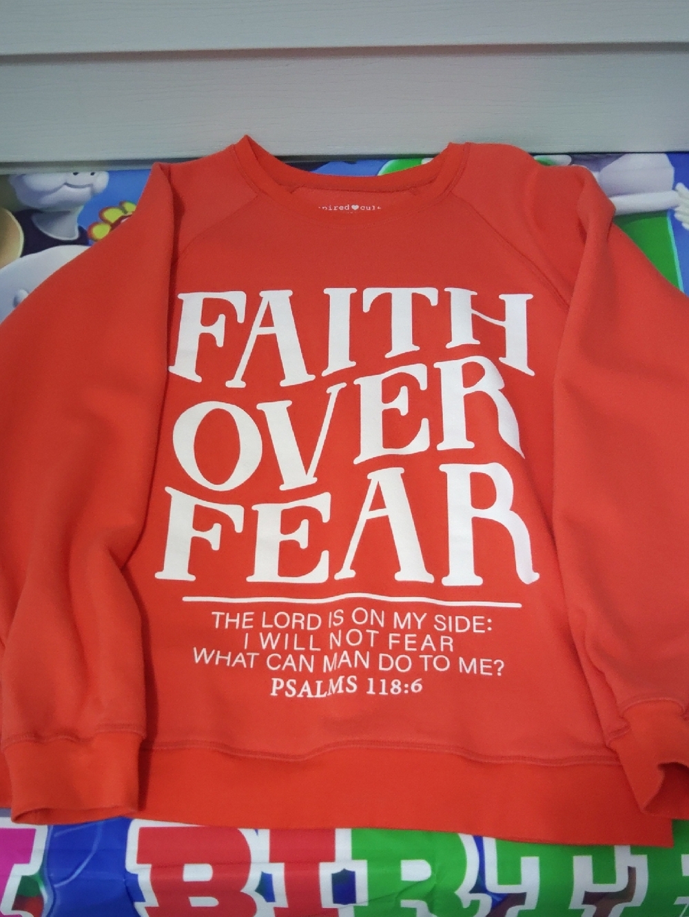Faith Over Fear Red Graphic Sweatshirt
